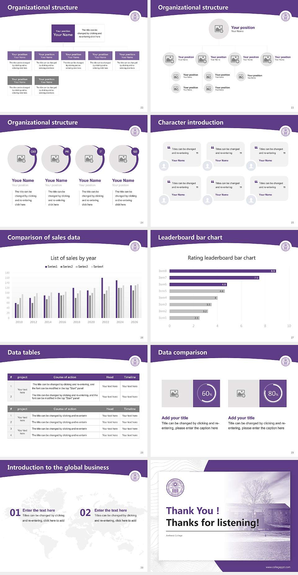 Amherst College Academic Presentation/Research Findings Report PPT Template4:3 ratio PPT effect preview image4