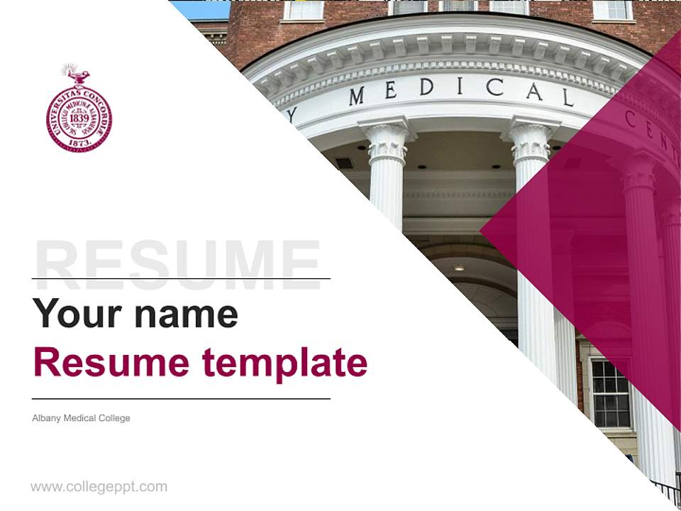 Albany Medical College Resume PPT Template4:3 ratio PPT effect preview image5