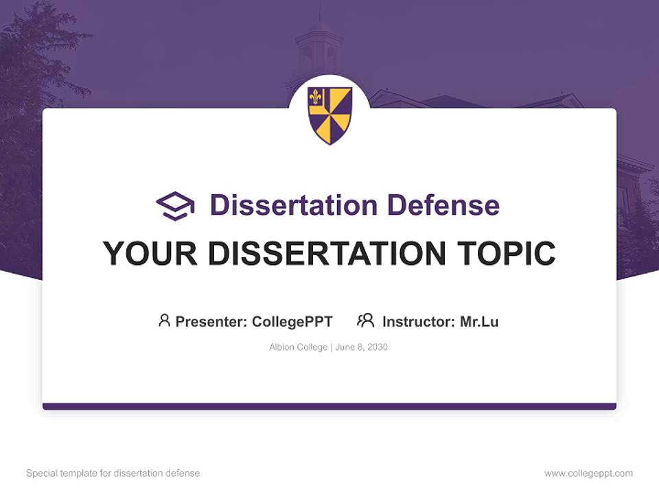 Albion College Graduation Thesis Defense PPT Template4:3 ratio PPT effect preview image7