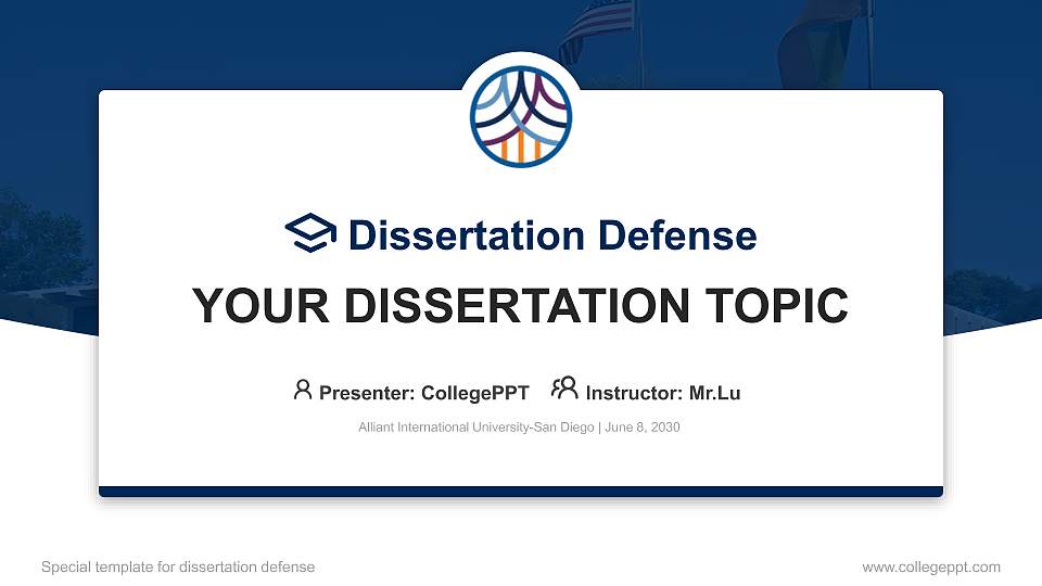 Alliant International University-San Diego Graduation Thesis Defense PPT Template16:9 ratio PPT effect preview image