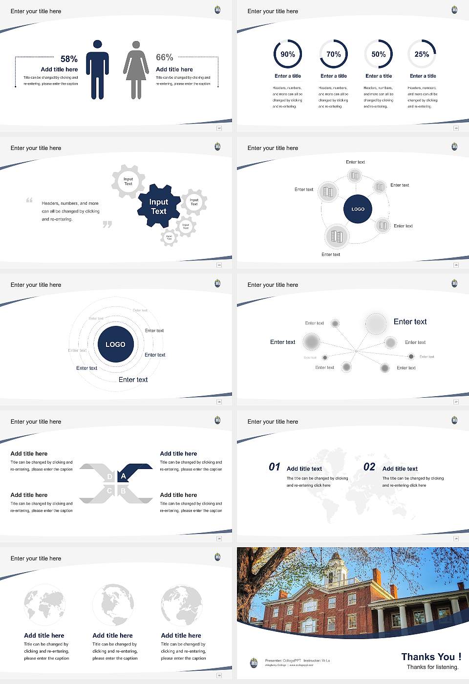Allegheny College Course/Courseware Creation PPT Template16:9 ratio PPT effect preview image4