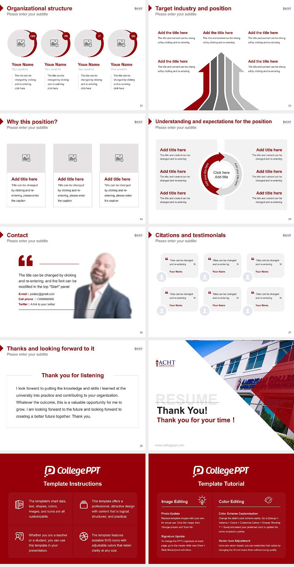 American College of Healthcare and Technology Resume PPT Template4:3 ratio PPT effect preview image4