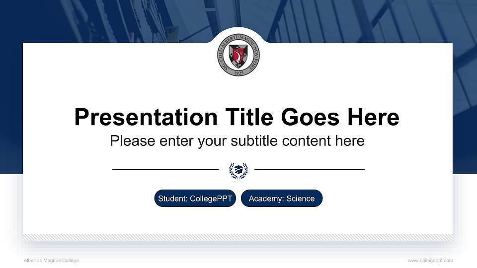 Albertus Magnus College National Scholarship Defense PPT Template16:9 ratio PPT effect preview image
