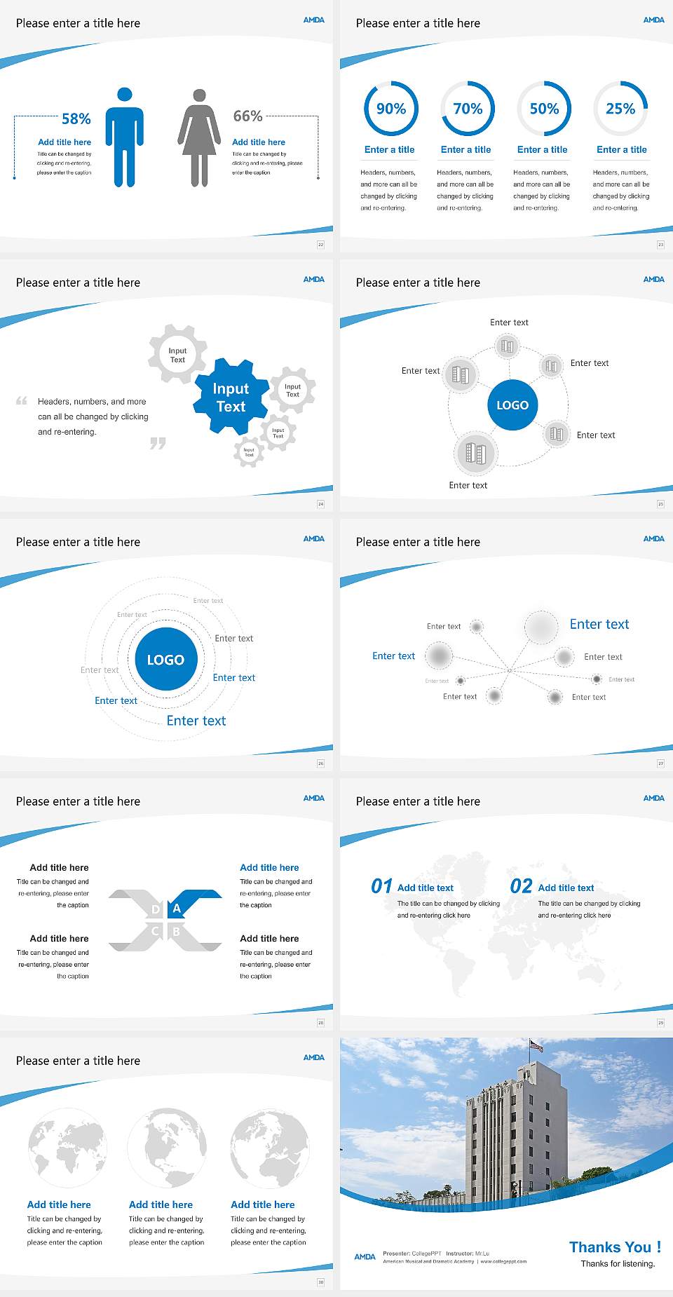 American Musical and Dramatic Academy Course/Courseware Creation PPT Template4:3 ratio PPT effect preview image4