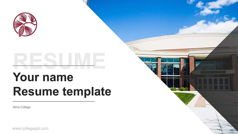 Alma College Resume PPT Template16:9 ratio PPT effect preview image