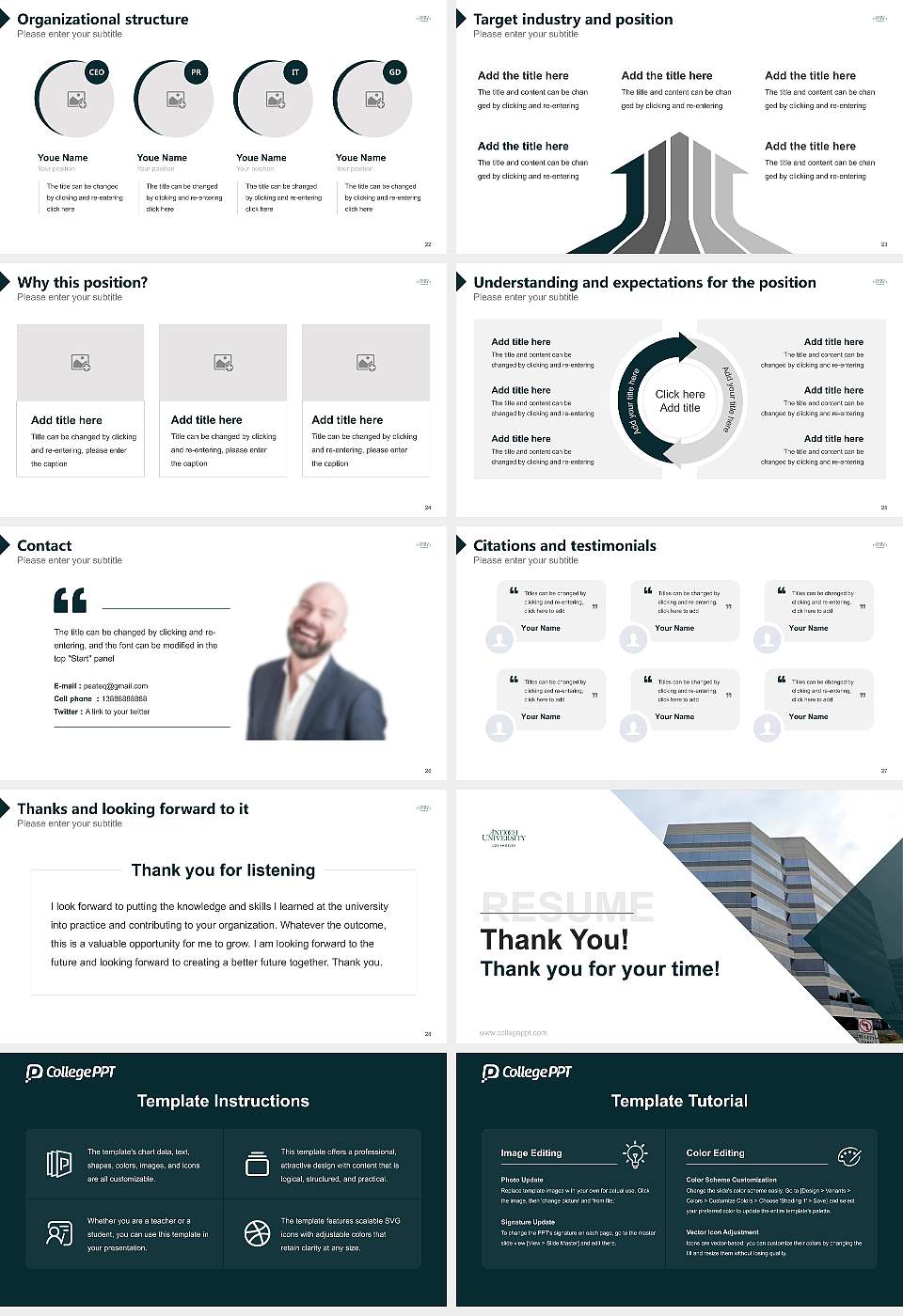 Antioch University-Los Angeles Resume PPT Template16:9 ratio PPT effect preview image4