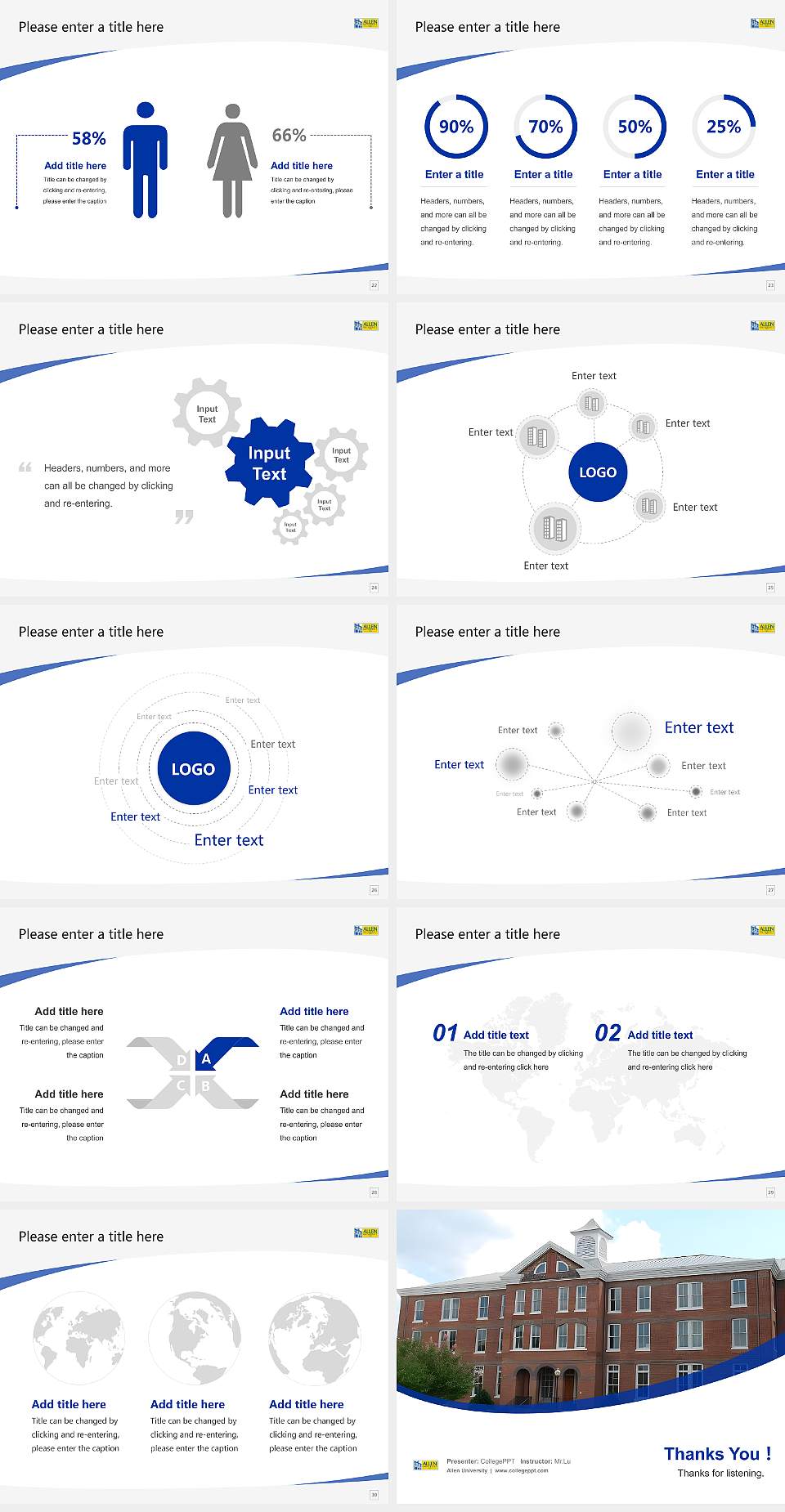 Allen University Course/Courseware Creation PPT Template4:3 ratio PPT effect preview image4