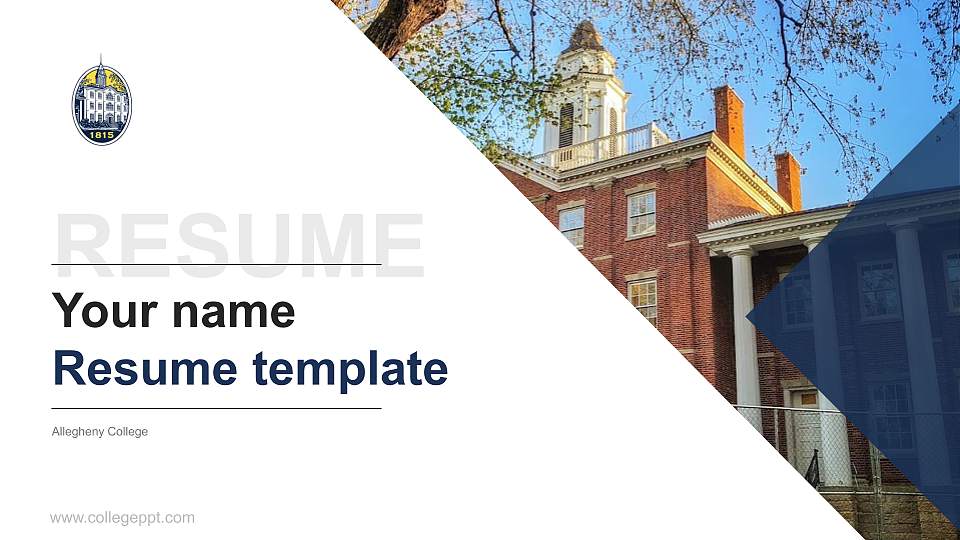 Allegheny College Resume PPT Template16:9 ratio PPT effect preview image