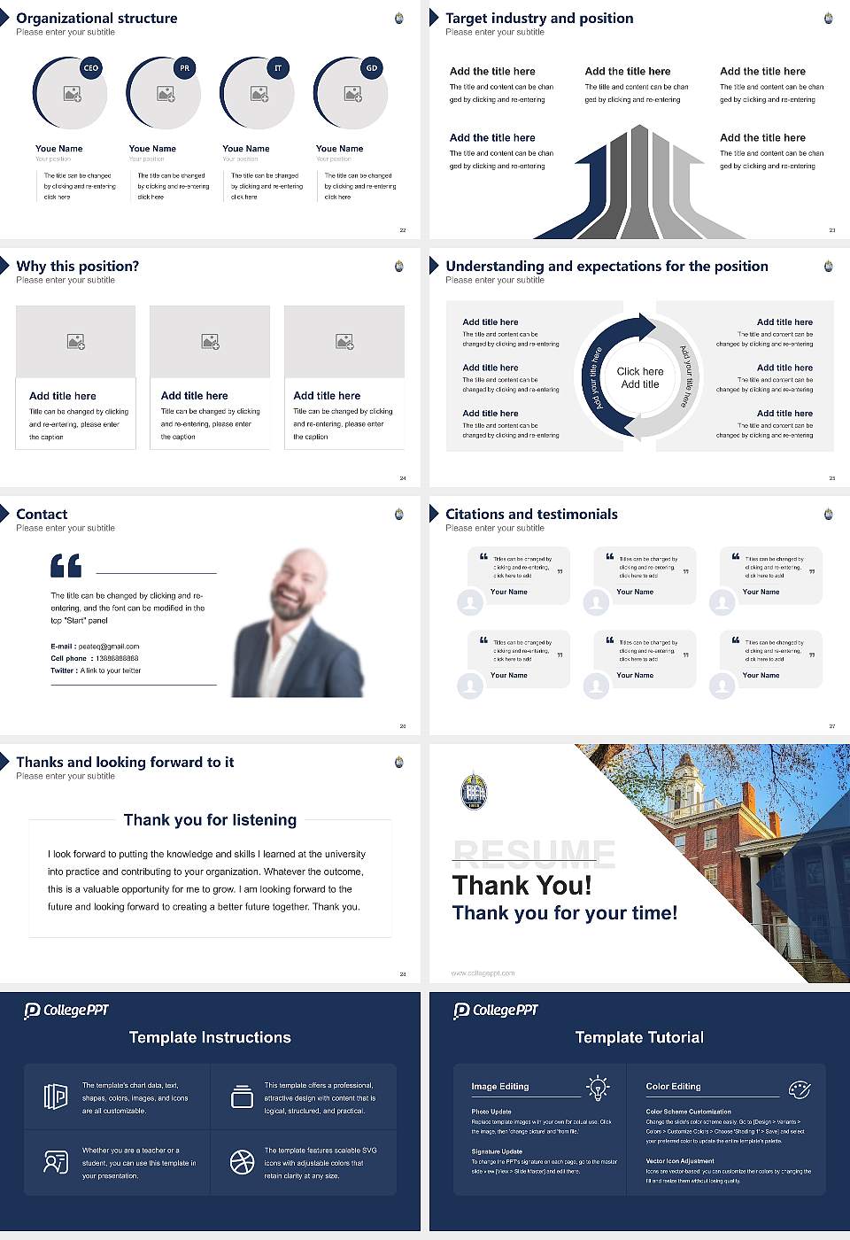 Allegheny College Resume PPT Template16:9 ratio PPT effect preview image4