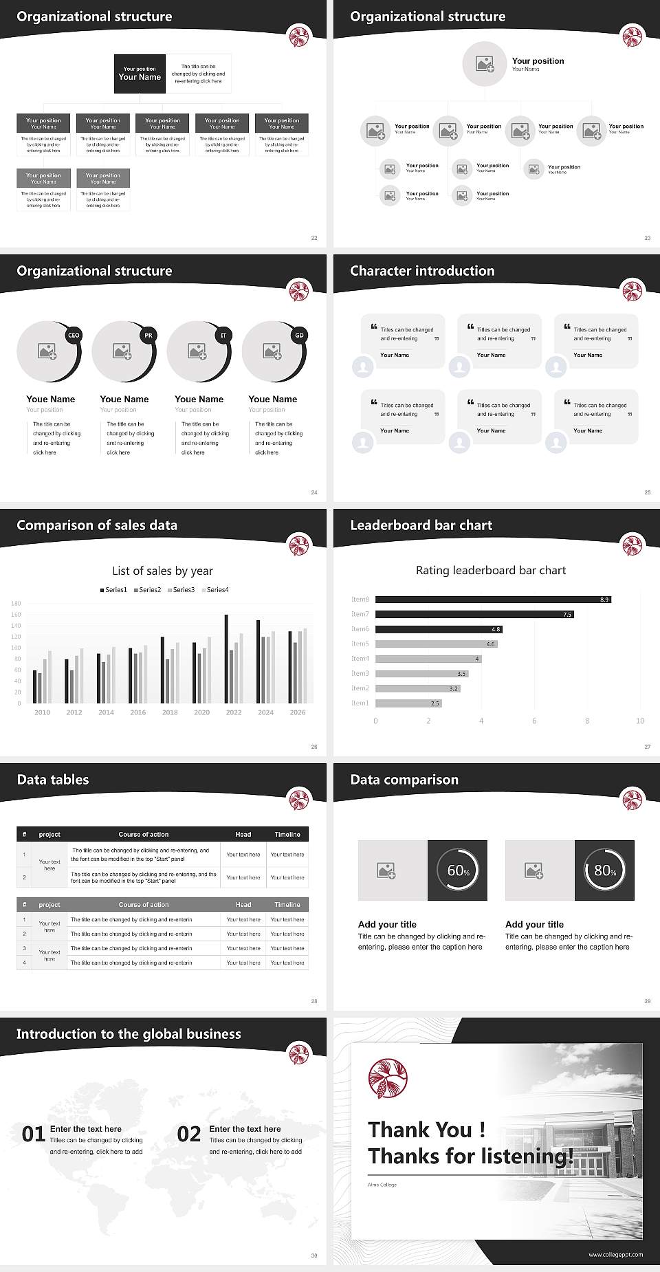 Alma College Academic Presentation/Research Findings Report PPT Template4:3 ratio PPT effect preview image4