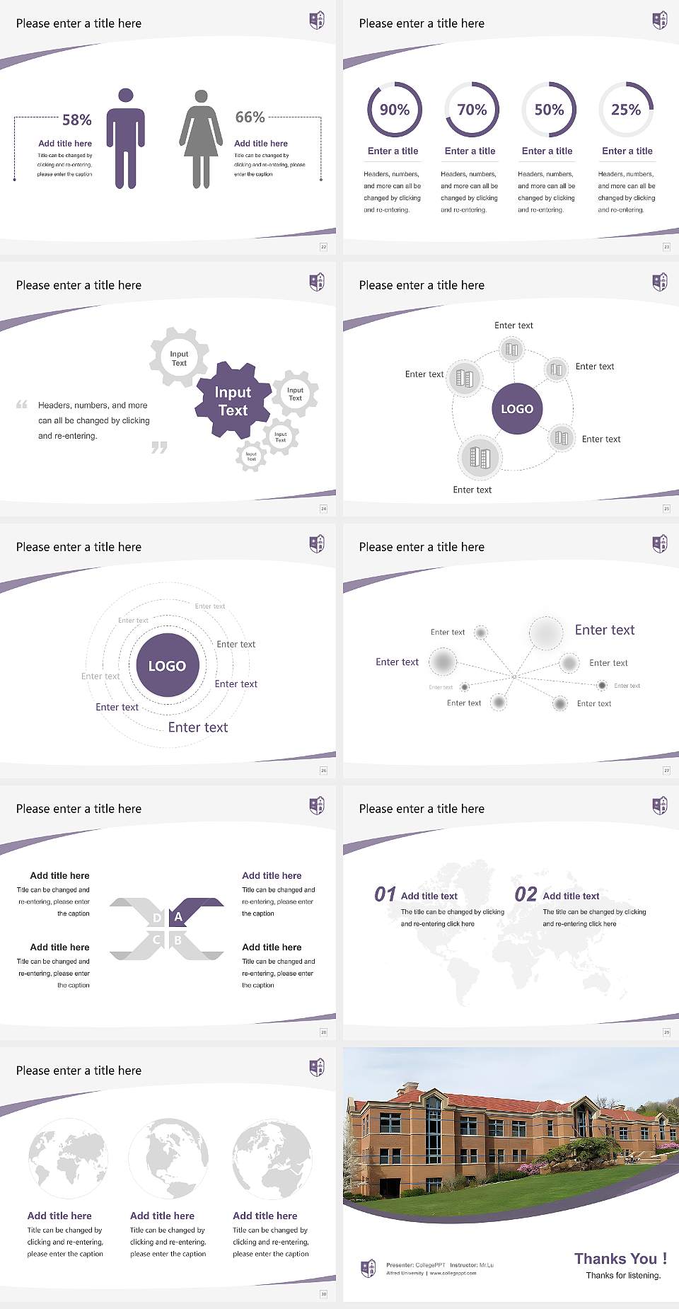 Alfred University Course/Courseware Creation PPT Template4:3 ratio PPT effect preview image4