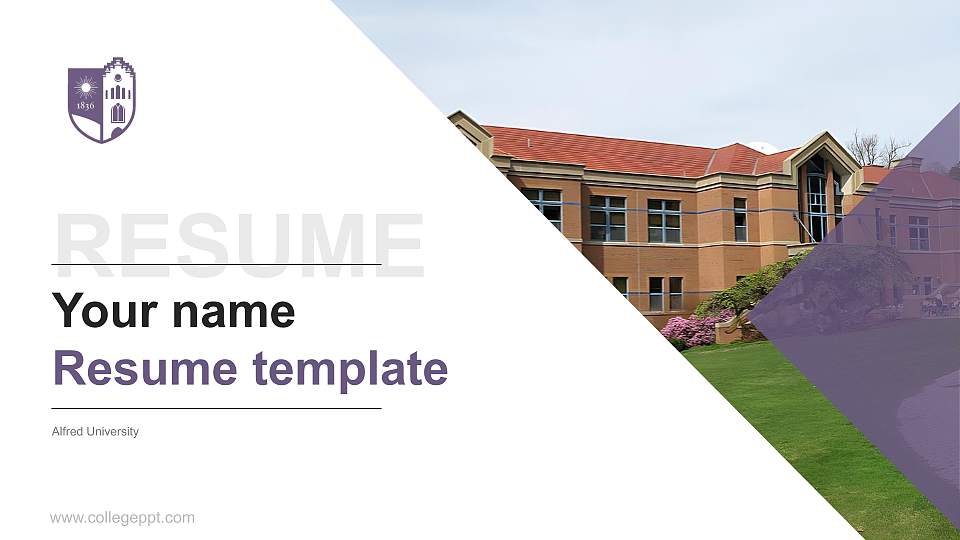 Alfred University Resume PPT Template16:9 ratio PPT effect preview image