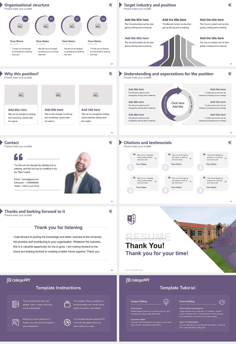 Alfred University Resume PPT Template16:9 ratio PPT effect preview image4
