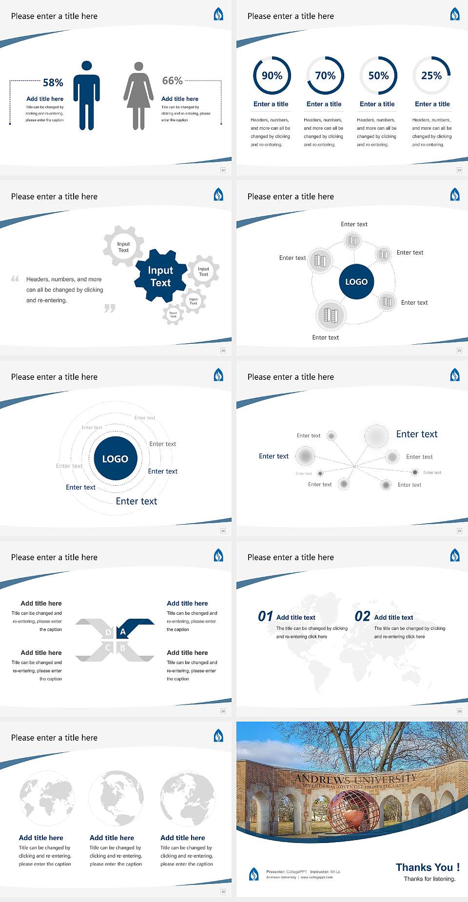 Andrews University Course/Courseware Creation PPT Template4:3 ratio PPT effect preview image4