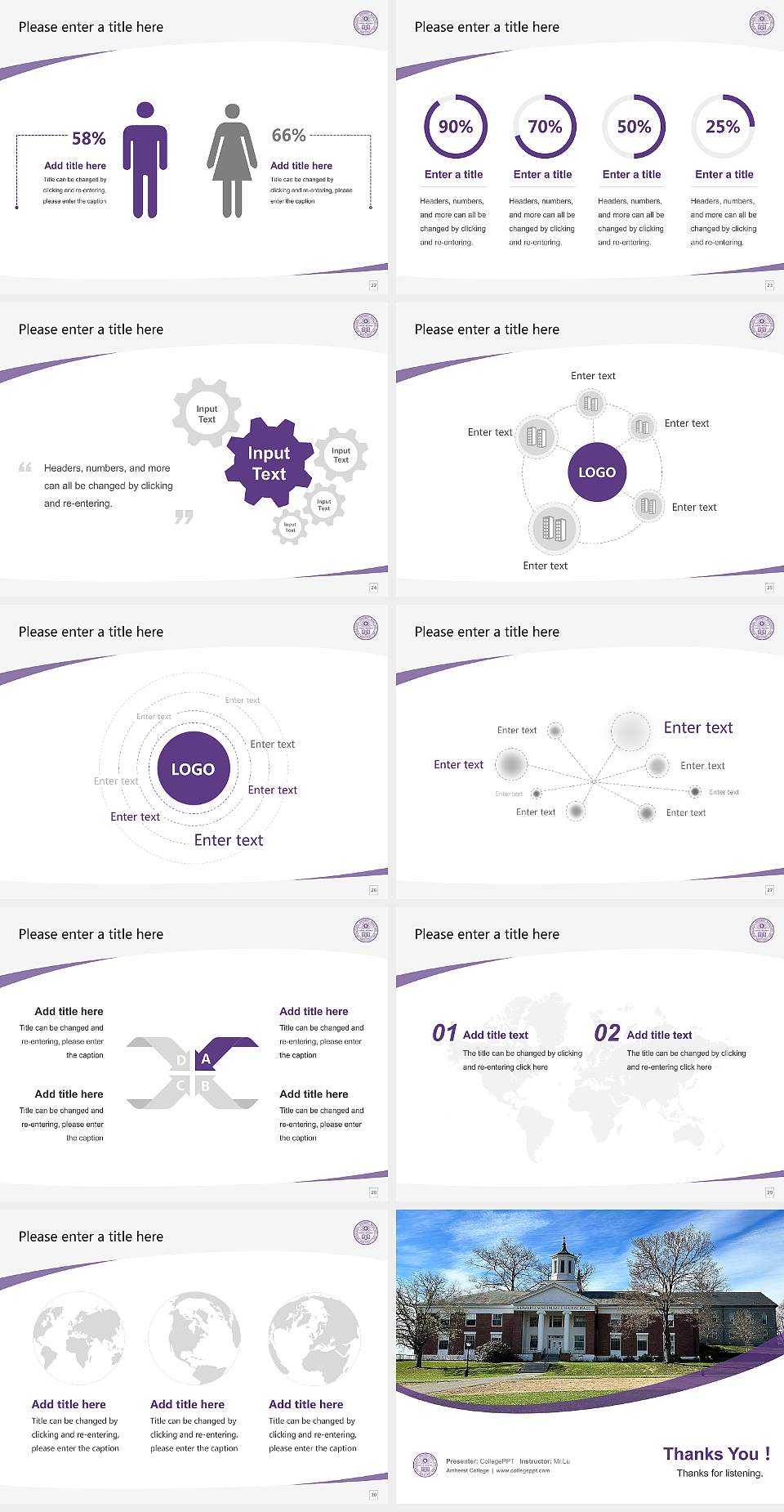 Amherst College Course/Courseware Creation PPT Template4:3 ratio PPT effect preview image4