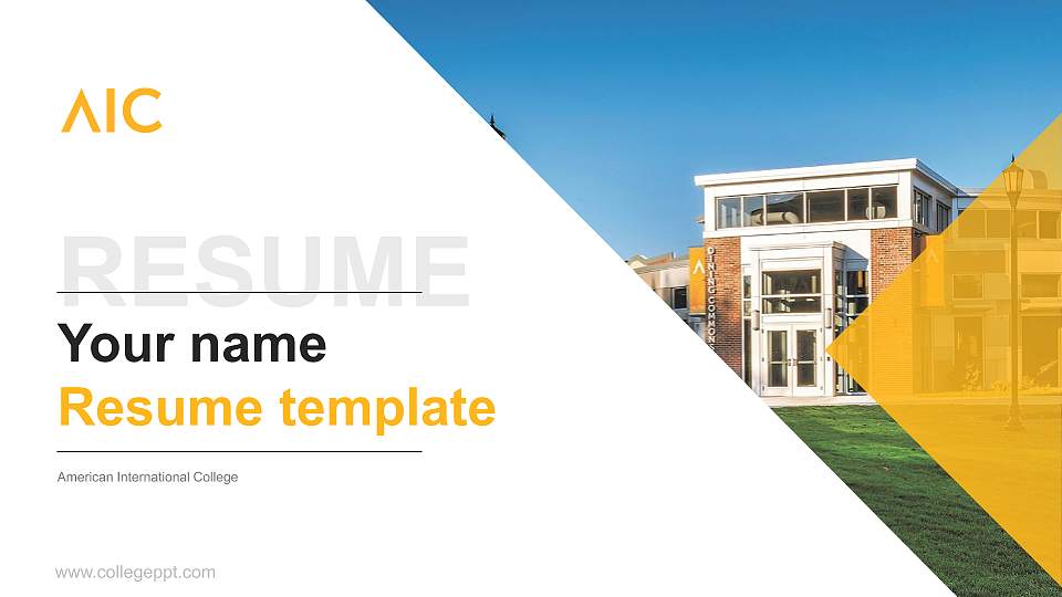 American International College Resume PPT Template16:9 ratio PPT effect preview image