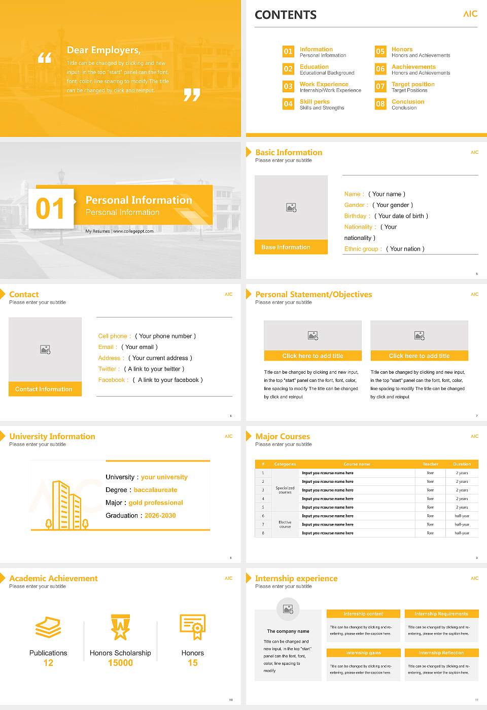American International College Resume PPT Template16:9 ratio PPT effect preview image2