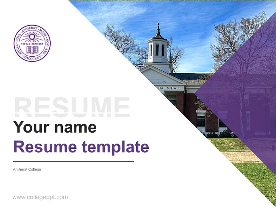 Amherst College Resume PPT Template4:3 ratio PPT effect preview image5