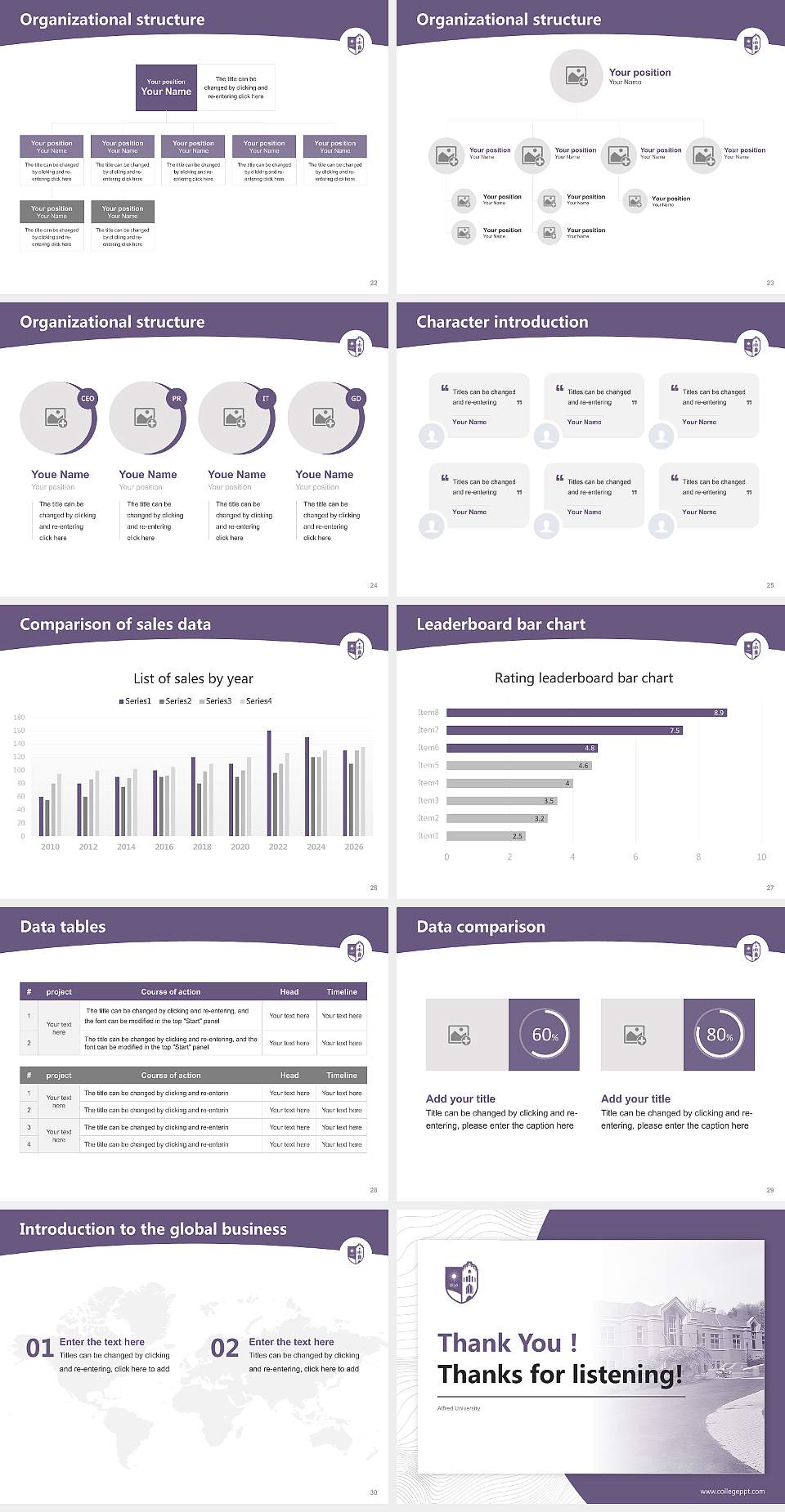Alfred University Academic Presentation/Research Findings Report PPT Template4:3 ratio PPT effect preview image4