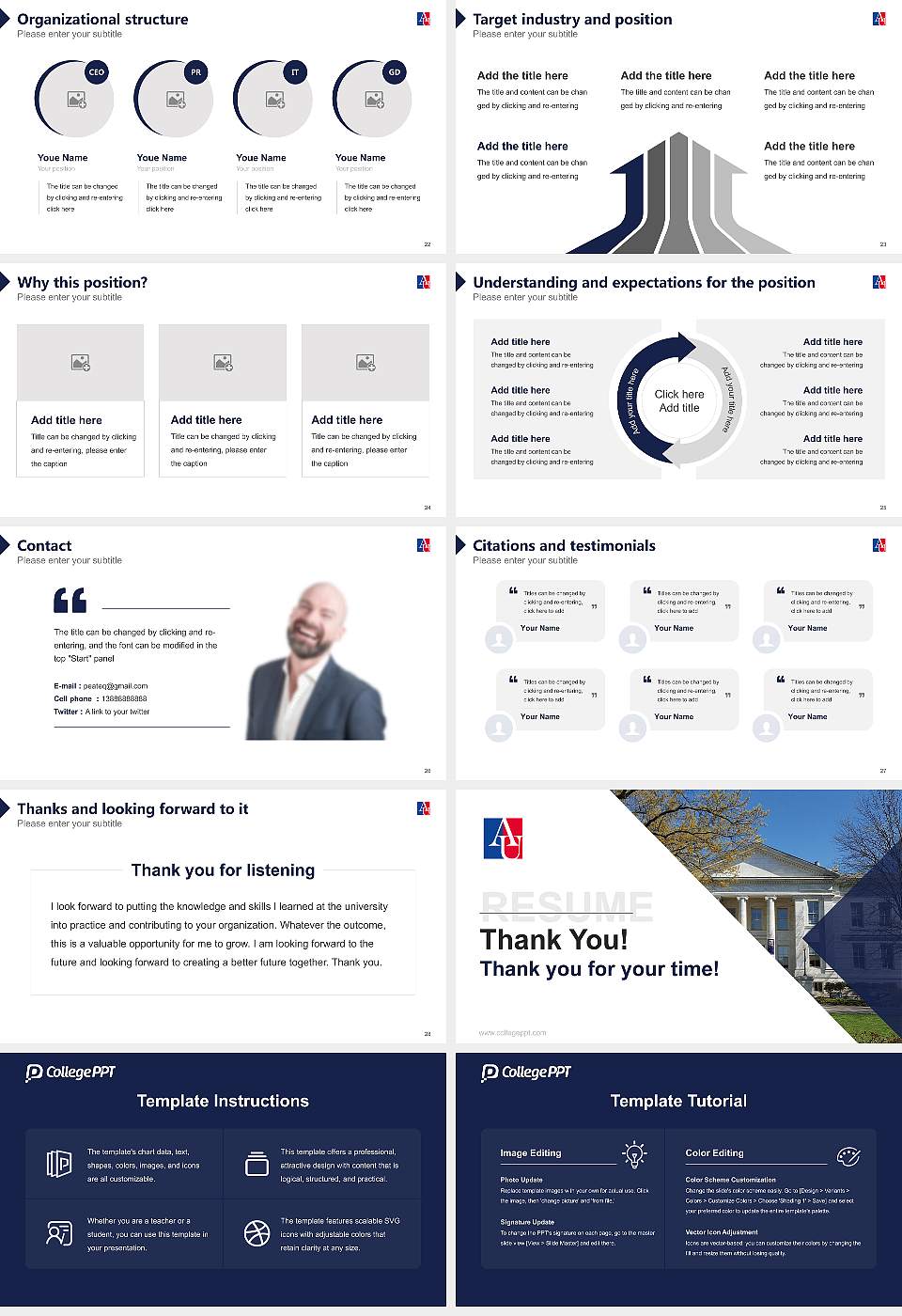 American University Resume PPT Template16:9 ratio PPT effect preview image4