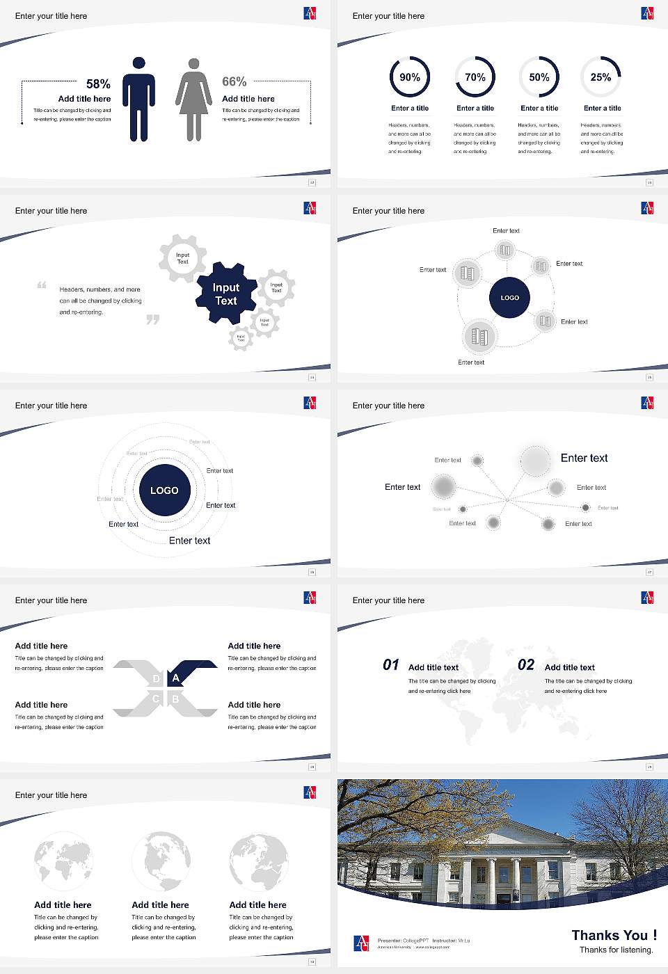 American University Course/Courseware Creation PPT Template16:9 ratio PPT effect preview image4