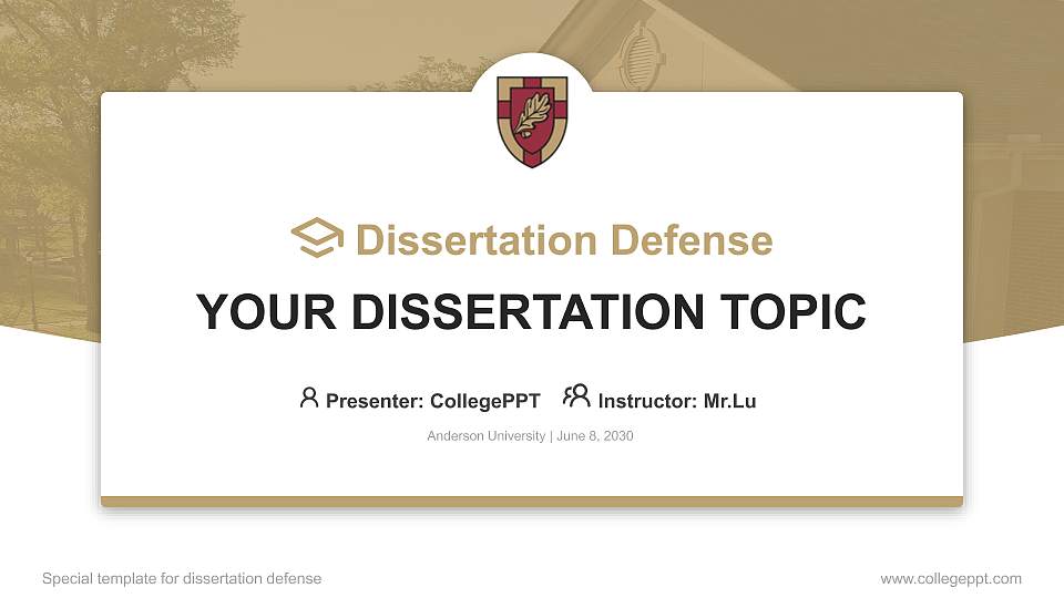 Anderson University Graduation Thesis Defense PPT Template16:9 ratio PPT effect preview image