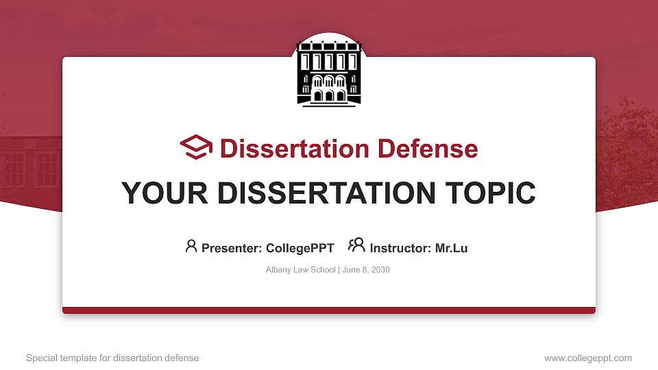 Albany Law School Graduation Thesis Defense PPT Template16:9 ratio PPT effect preview image1