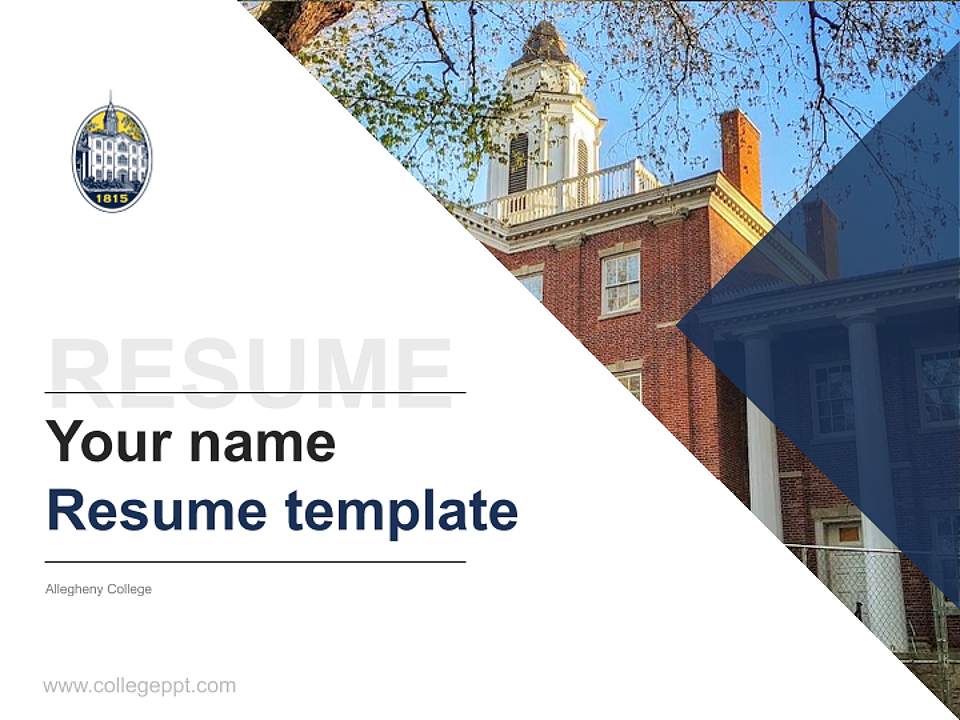 Allegheny College Resume PPT Template4:3 ratio PPT effect preview image5