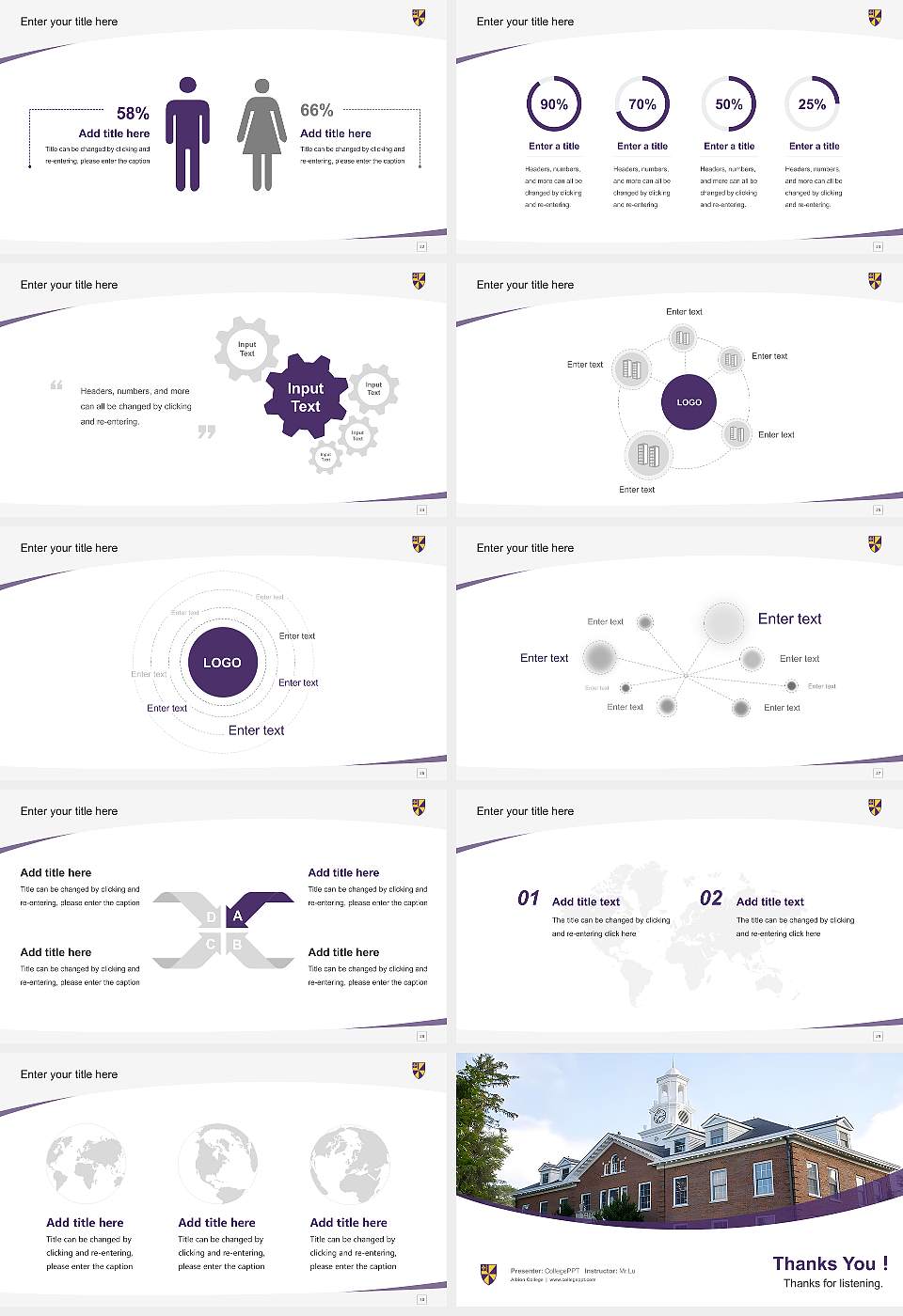 Albion College Course/Courseware Creation PPT Template16:9 ratio PPT effect preview image4
