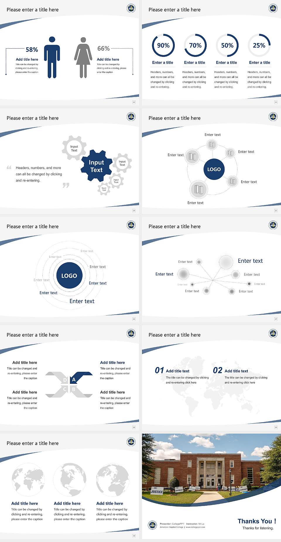 American Baptist College Course/Courseware Creation PPT Template4:3 ratio PPT effect preview image4