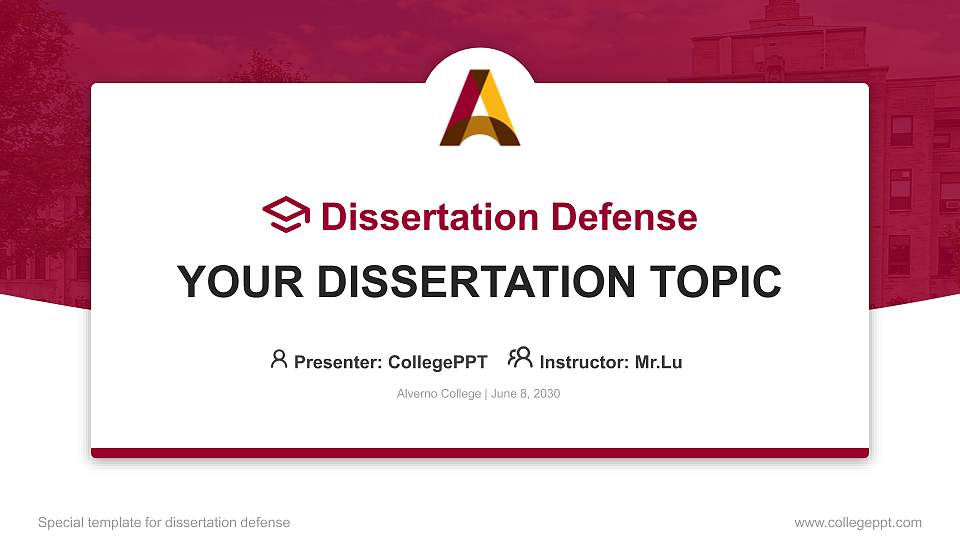 Alverno College Graduation Thesis Defense PPT Template16:9 ratio PPT effect preview image