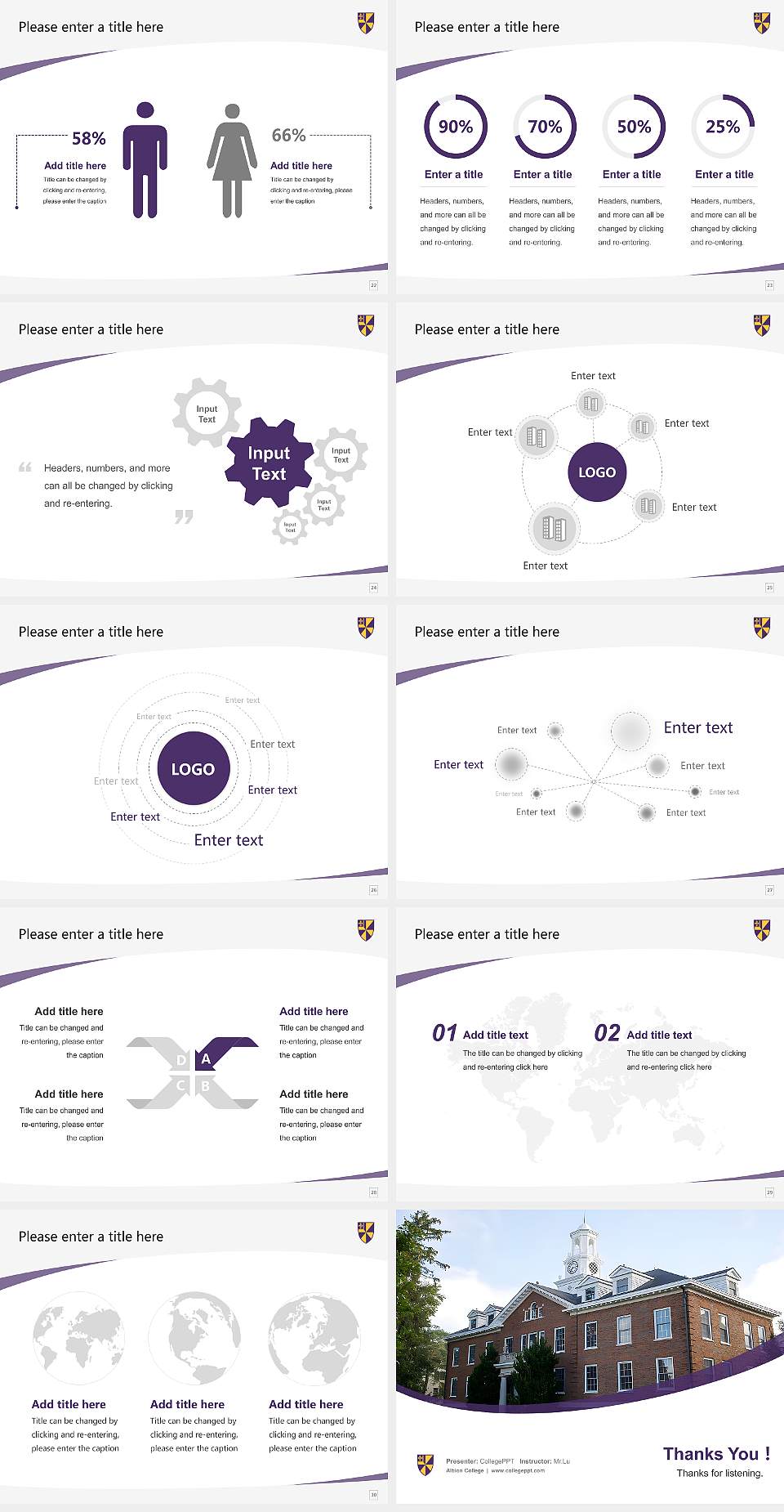 Albion College Course/Courseware Creation PPT Template4:3 ratio PPT effect preview image4