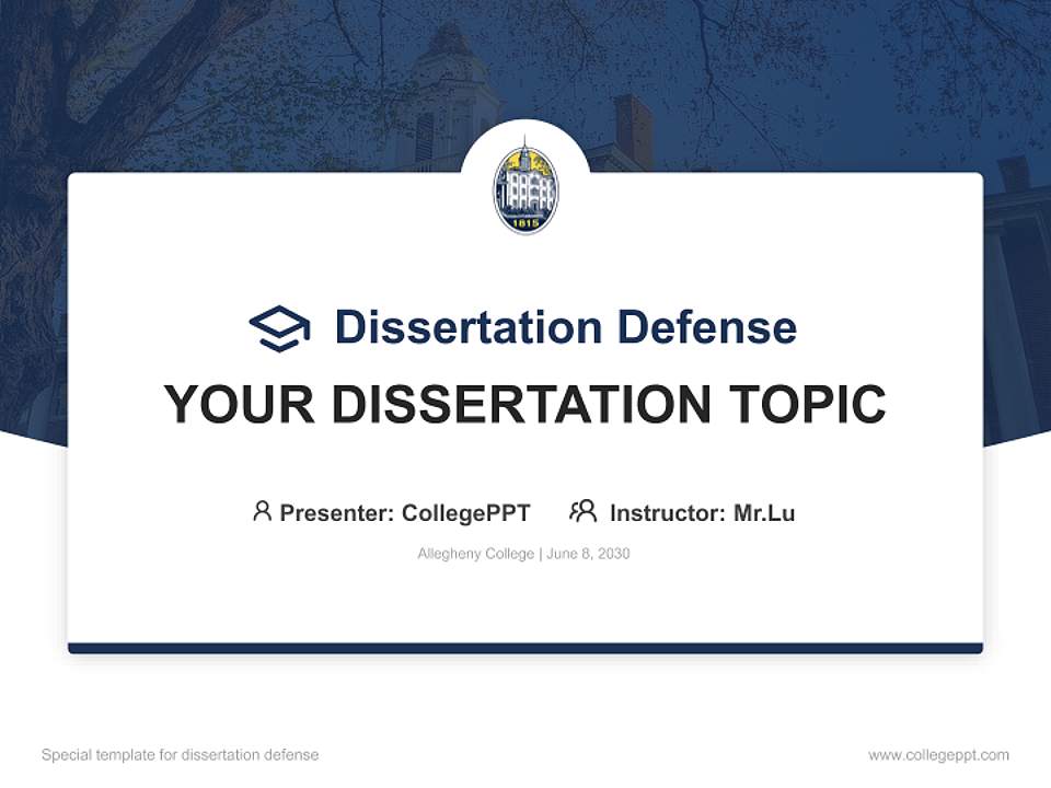 Allegheny College Graduation Thesis Defense PPT Template4:3 ratio PPT effect preview image7