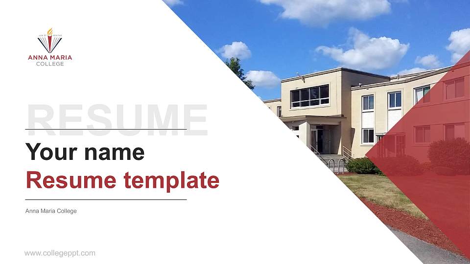 Anna Maria College Resume PPT Template16:9 ratio PPT effect preview image