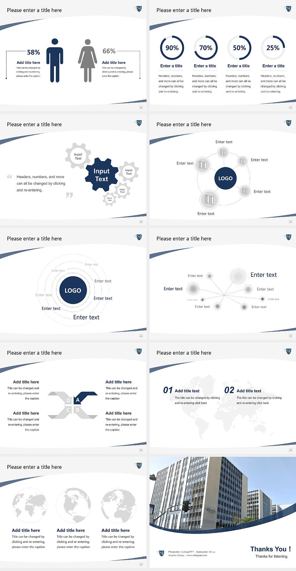 Angeles College Course/Courseware Creation PPT Template4:3 ratio PPT effect preview image4