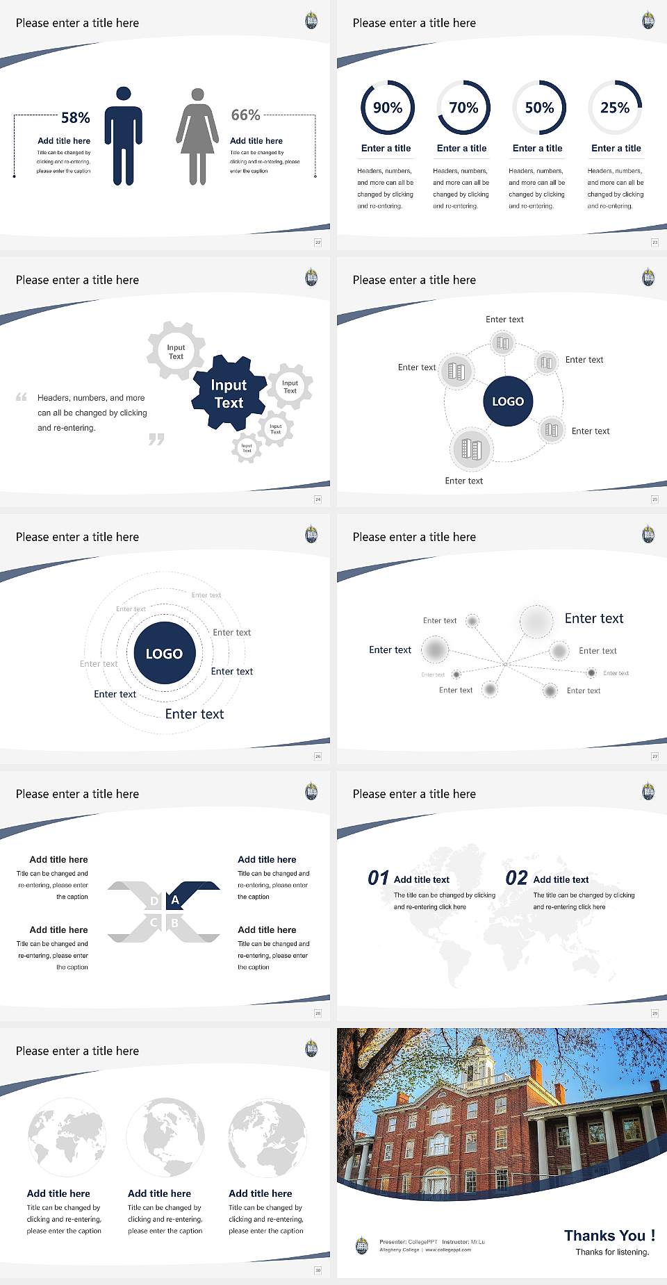 Allegheny College Course/Courseware Creation PPT Template4:3 ratio PPT effect preview image4