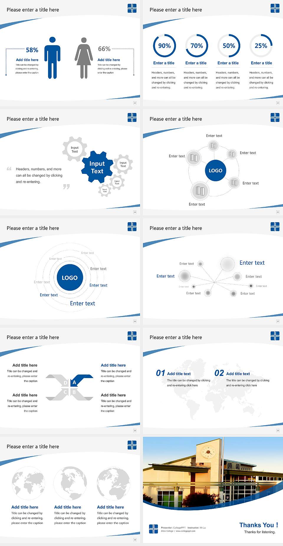 Allen College Course/Courseware Creation PPT Template4:3 ratio PPT effect preview image4