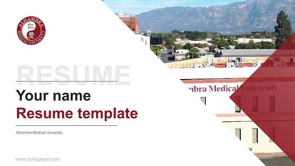 Alhambra Medical University Resume PPT Template16:9 ratio PPT effect preview image