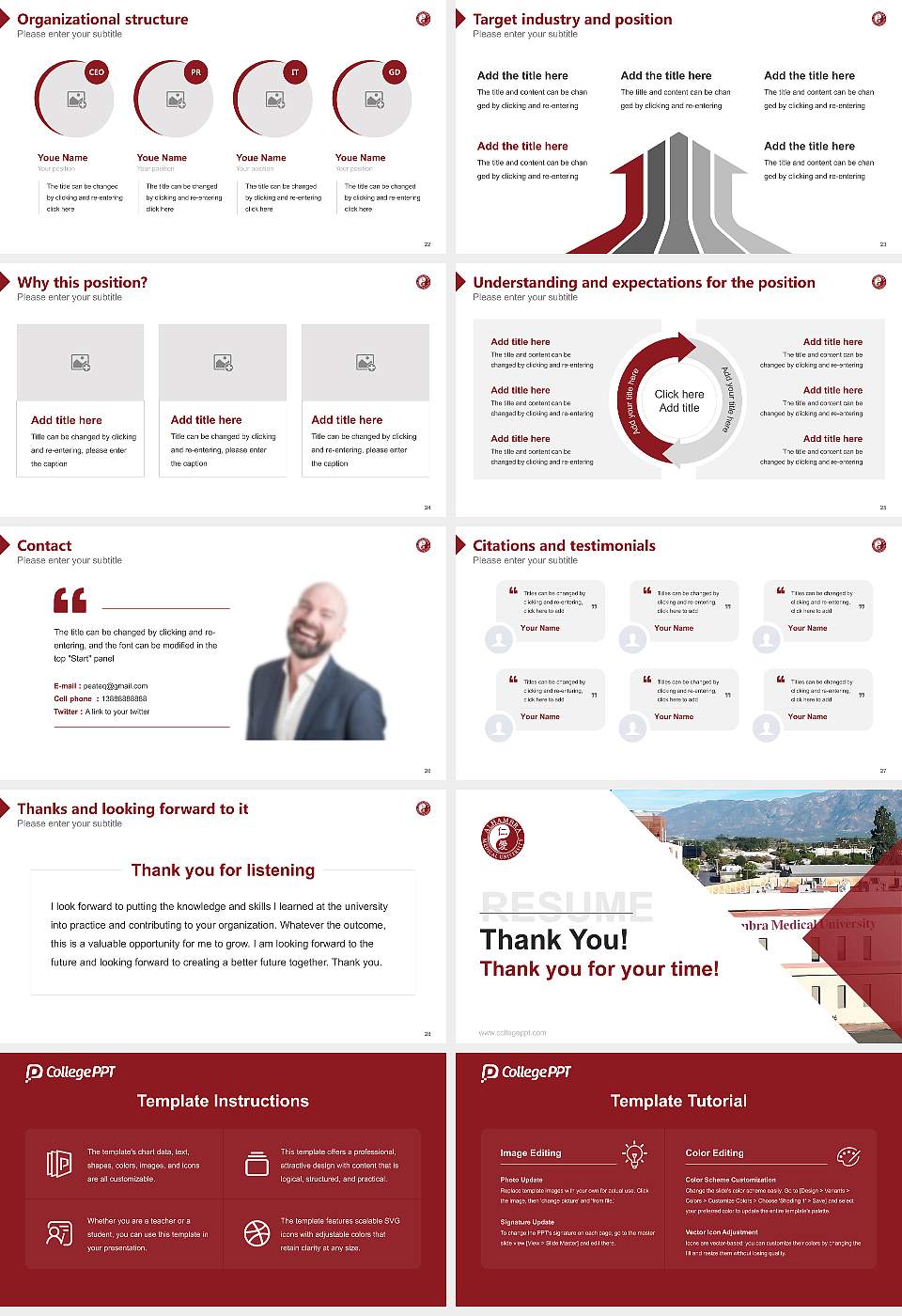 Alhambra Medical University Resume PPT Template16:9 ratio PPT effect preview image4