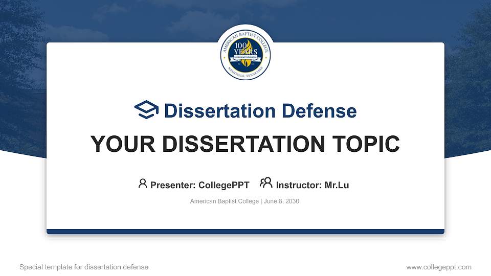 American Baptist College Graduation Thesis Defense PPT Template16:9 ratio PPT effect preview image
