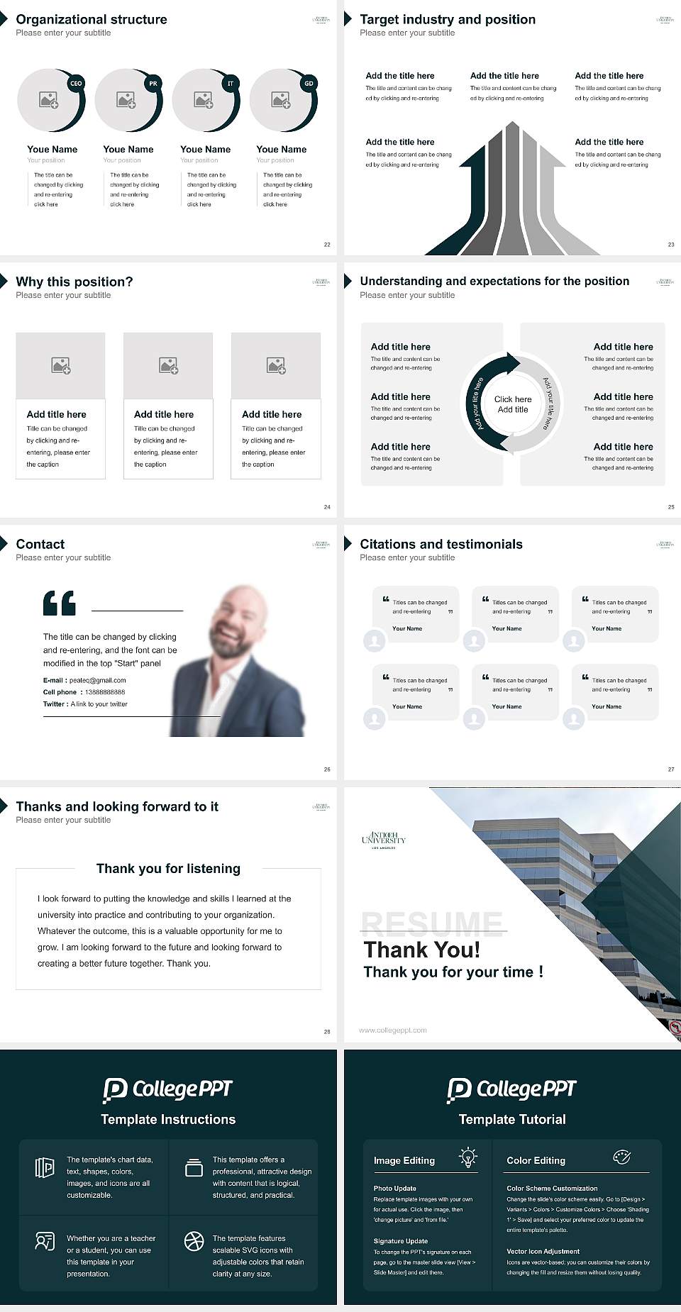 Antioch University-Los Angeles Resume PPT Template4:3 ratio PPT effect preview image4