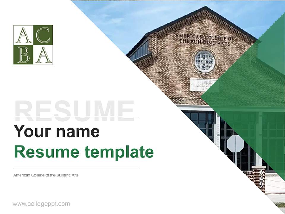 American College of the Building Arts Resume PPT Template4:3 ratio PPT effect preview image5