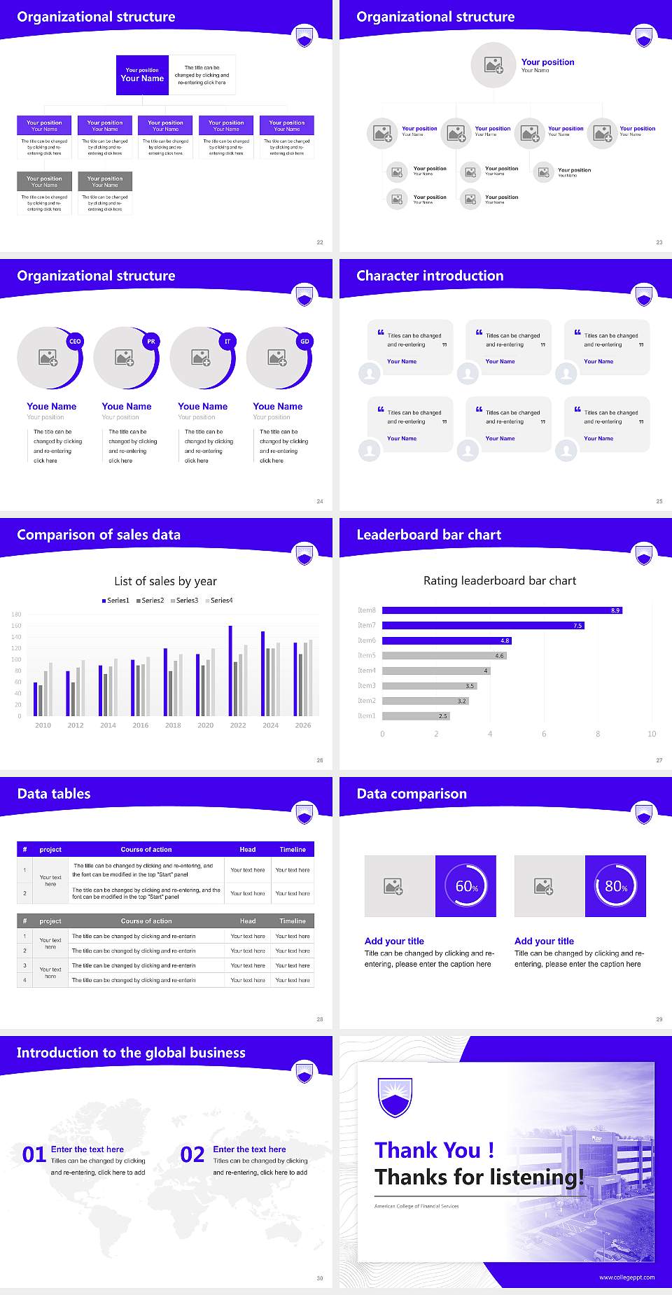 American College of Financial Services Academic Presentation/Research Findings Report PPT Template4:3 ratio PPT effect preview image4