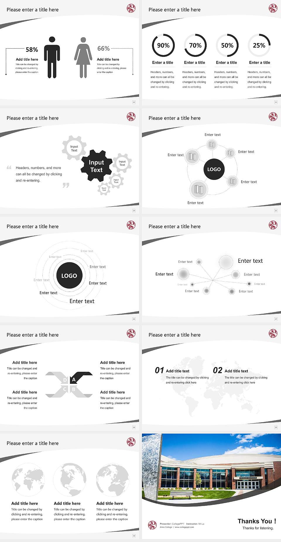 Alma College Course/Courseware Creation PPT Template4:3 ratio PPT effect preview image4