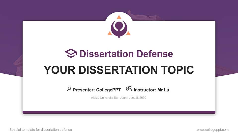 Albizu University-San Juan Graduation Thesis Defense PPT Template16:9 ratio PPT effect preview image