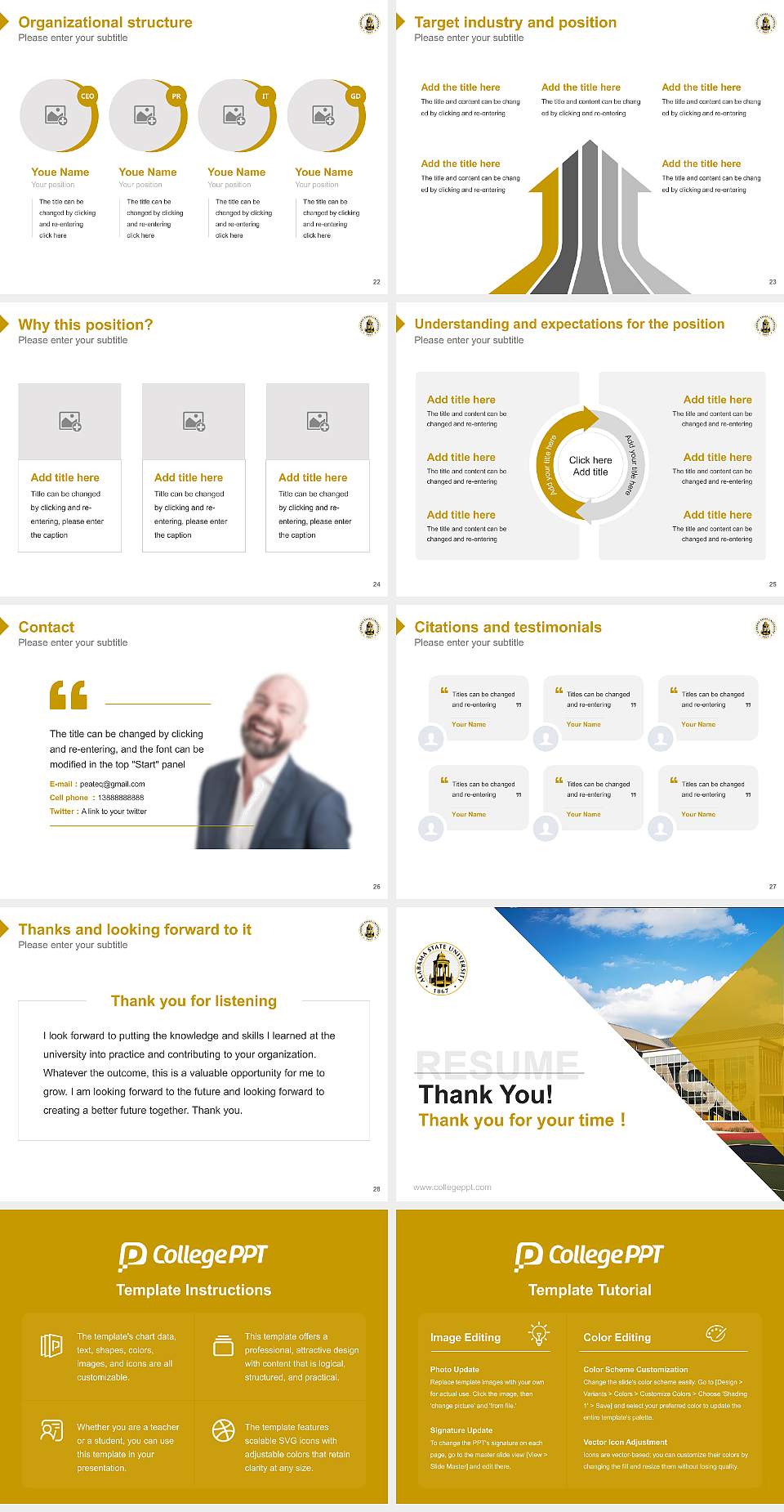 Alabama State University Resume PPT Template4:3 ratio PPT effect preview image4