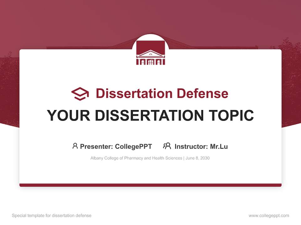 Albany College of Pharmacy and Health Sciences Graduation Thesis Defense PPT Template4:3 ratio PPT effect preview image7