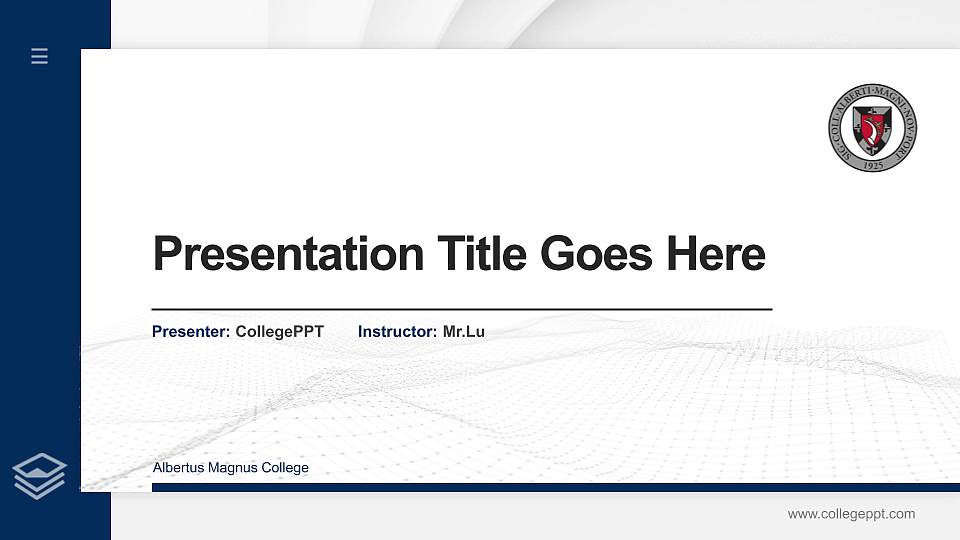 Albertus Magnus College Thesis Proposal/Graduation Defense PPT Template16:9 ratio PPT effect preview image