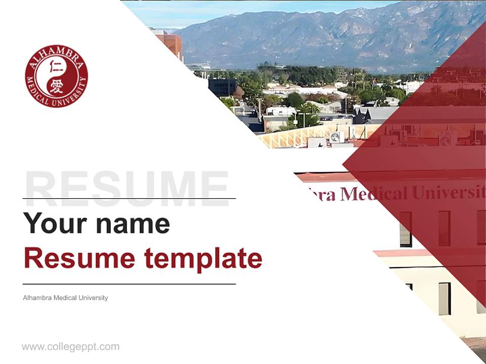 Alhambra Medical University Resume PPT Template4:3 ratio PPT effect preview image5