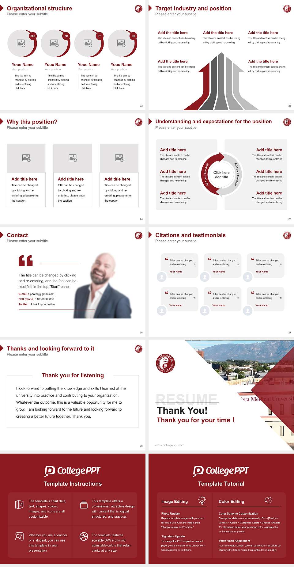 Alhambra Medical University Resume PPT Template4:3 ratio PPT effect preview image4